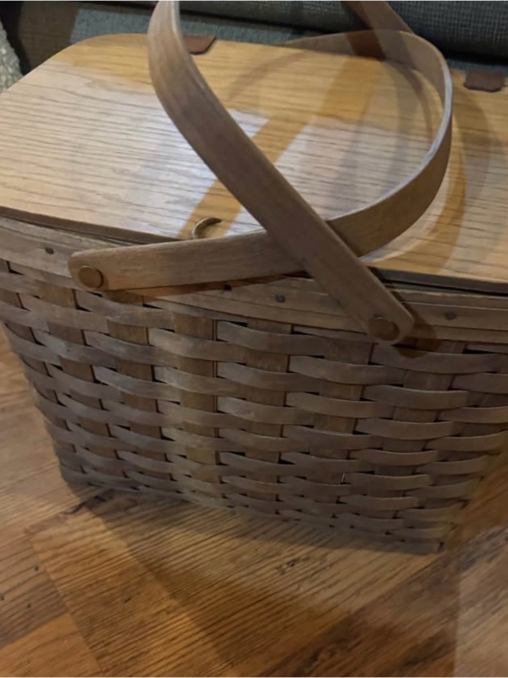 Woven Picnic Basket Handbag - Tan
